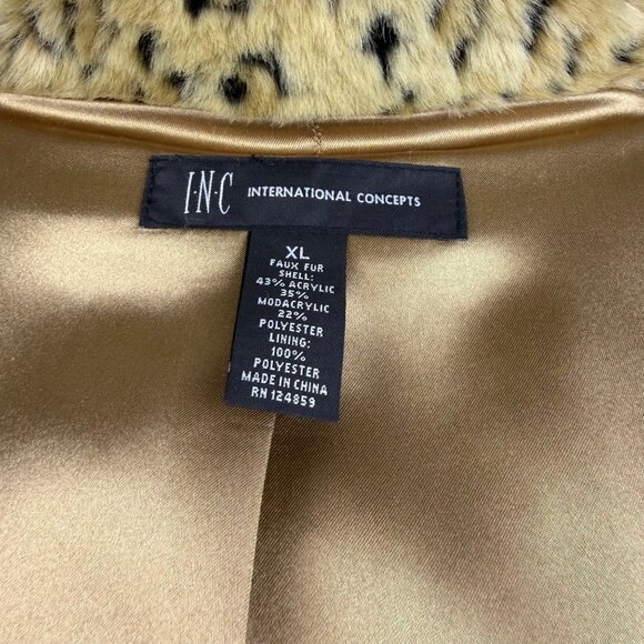 International Concepts Womens Animal Print Faux Fur Coat Sz XL - Picture 6 of 8